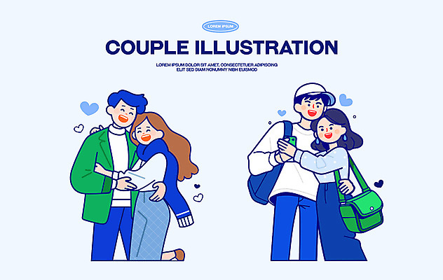 커플 여자 남자 행복 허리손 가방 일러스트 포옹 사랑 웃음 들기 여러명 성인 파란색 스마트폰 세트 목도리 로맨틱 하트 캡모자 성인만 어깨에손 국내일러스트 AI파일 모양 모자_잡화 잡화 감정 컬러 포즈 다수 컨셉 관계 안기 모션 표정 사람 핸드폰 스마트기기 파일형식 벡터