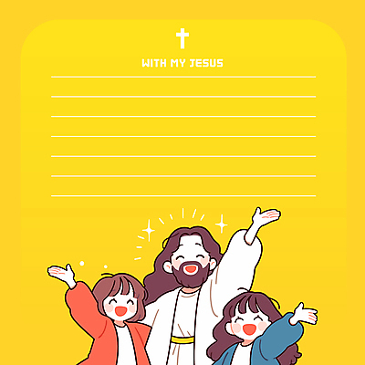 여자 남자 기독교 어린이 십자가 일러스트 웃음 소녀 상반신 성인 세명 노란색 손들기 만세 예수 편지지 국내일러스트 AI파일 종교 컬러 모션 표정 사람 신_종교 편지 파일형식 벡터