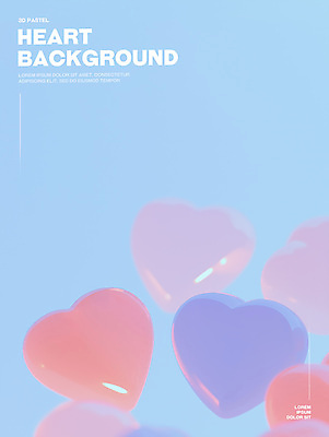 PSD 편집이미지 분홍색 하늘색 유리 그림자 사람없음 3D 로맨틱 하트 광택 몽환 이미지편집 편집3D 모양 컬러 컨셉 재질 파란색 디지털합성 파일형식