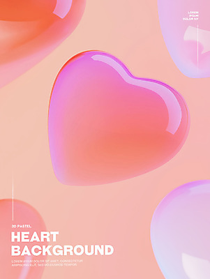 PSD 편집이미지 분홍색 유리 그림자 사람없음 3D 로맨틱 하트 광택 몽환 이미지편집 편집3D 모양 컬러 컨셉 재질 디지털합성 파일형식