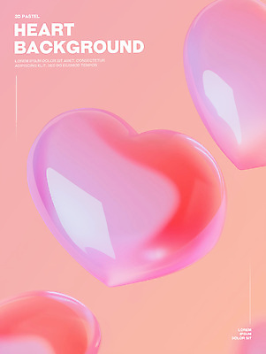 PSD 편집이미지 분홍색 유리 그림자 사람없음 3D 로맨틱 하트 광택 몽환 이미지편집 편집3D 모양 컬러 컨셉 재질 디지털합성 파일형식