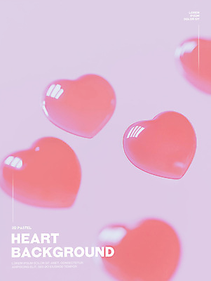 PSD 편집이미지 분홍색 유리 그림자 사람없음 3D 로맨틱 하트 광택 몽환 이미지편집 편집3D 모양 컬러 컨셉 재질 디지털합성 파일형식