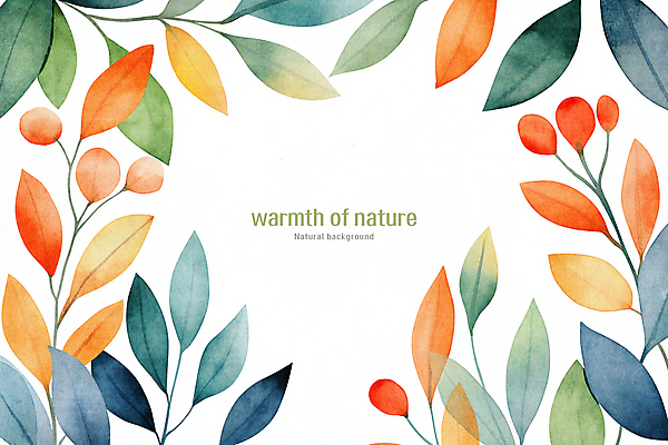 PSD 열매 일러스트 수채화 프레임 사람없음 초록색 풀 카피스페이스 국내일러스트 식물 컬러 공백 파일형식