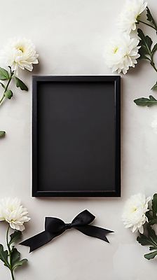 JPG 편집이미지 리본 프레임 국화 사람없음 검은색 슬픔 흰색 디지털합성 조용 애도 장례 헌화 카피스페이스 편집실사 AI포토 AI콘텐츠 꽃 감정 컬러 공백 CG 추모 파일형식