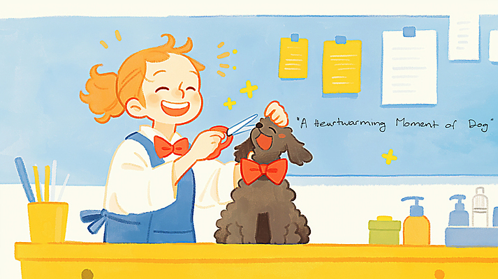 JPG 여자 리본 반려견 종이 일러스트 가위 한명 들기 앉기 상반신 성인 귀여움 앞치마 강아지 테이프 애견용품 애견미용사 성인여자한명만 쓰다듬기 국내일러스트 반려용품 AI일러스트 AI콘텐츠 1 컨셉 모션 문구용품 사람 반려동물 개 미용사 오브젝트 여자한명만 성인여자만 파일형식