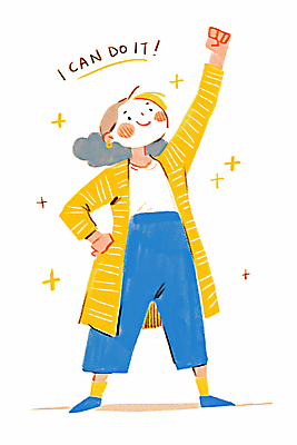 JPG 전신 여자 일러스트 한명 미소 성인 파이팅 희망 만세 자신감 긍정적 성인여자한명만 국내일러스트 AI일러스트 AI콘텐츠 1 감정 모션 표정 사람 여자한명만 성인여자만 파일형식