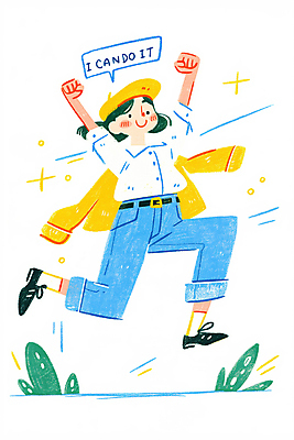 JPG 전신 모자 여자 일러스트 한명 미소 성인 파이팅 희망 만세 자신감 풀 긍정적 성인여자한명만 국내일러스트 AI일러스트 AI콘텐츠 식물 1 잡화 감정 모션 표정 사람 여자한명만 성인여자만 파일형식