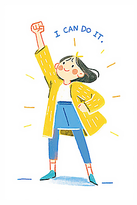 JPG 전신 여자 허리손 일러스트 한명 미소 성인 파이팅 희망 만세 자신감 긍정적 성인여자한명만 국내일러스트 AI일러스트 AI콘텐츠 1 감정 포즈 모션 표정 사람 여자한명만 성인여자만 파일형식