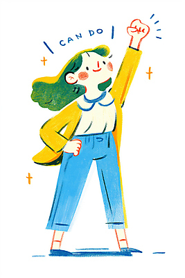 JPG 전신 여자 일러스트 한명 미소 성인 파이팅 희망 만세 자신감 긍정적 성인여자한명만 국내일러스트 AI일러스트 AI콘텐츠 1 감정 모션 표정 사람 여자한명만 성인여자만 파일형식