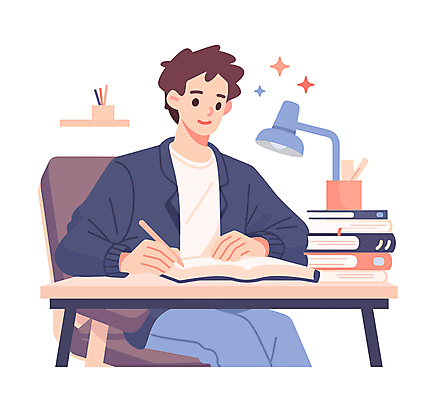 라이프스타일 남자 의자 일러스트 새해 선반 한명 앉기 성인 반짝임 펜 스탠드 기록 목표 계획 책상 연필꽂이 자기계발 책더미 성인남자한명만 국내일러스트 AI파일 1 가구 컨셉 모션 문구용품 조명 사람 생활 책 필기구 무더기 남자한명만 성인남자만 파일형식 벡터