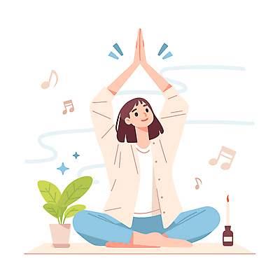 전신 라이프스타일 여자 화분 음표 일러스트 촛불 요가 새해 한명 앉기 성인 매트 연기 목표 계획 향초 자기계발 성인여자한명만 국내일러스트 AI파일 1 기호 웰빙 음악 컨셉 초 모션 사람 생활 여자한명만 성인여자만 파일형식 벡터