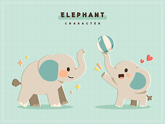 새끼 스티커 일러스트 공 들기 사람없음 반짝임 귀여움 하트 청록색 코끼리캐릭터 다리들기 일러캐릭터 AI파일 모양 동물 캐릭터 컬러 동물캐릭터 컨셉 모션 코끼리 파일형식 벡터