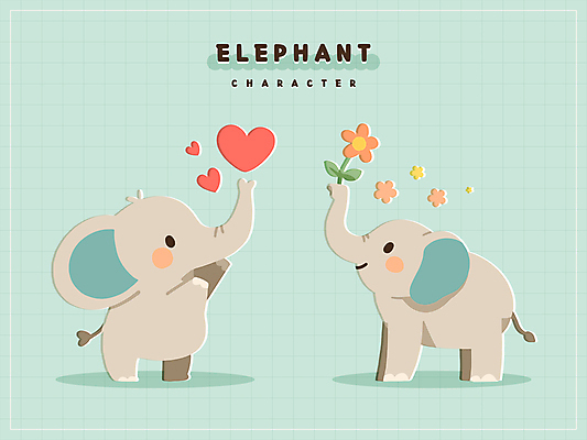꽃 새끼 스티커 일러스트 들기 사람없음 귀여움 하트 청록색 코끼리캐릭터 다리들기 일러캐릭터 AI파일 모양 식물 동물 캐릭터 컬러 동물캐릭터 컨셉 모션 코끼리 파일형식 벡터