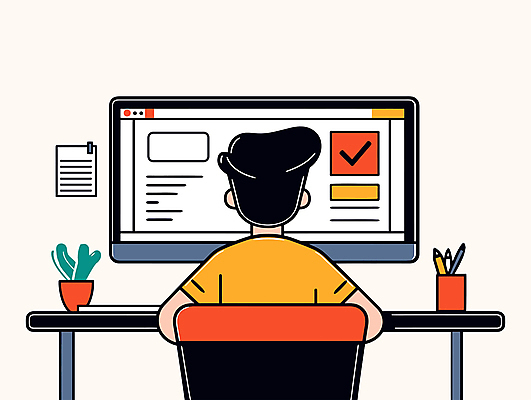 남자 화분 일러스트 한명 앉기 상반신 성인 컴퓨터 사무실 메모지 업무 디자이너 책상 체크표시 연필꽂이 인터넷창 성인남자한명만 국내일러스트 AI파일 직업 1 가구 인터넷 비즈니스 모션 문구용품 사람 전자제품 사무용품 작업 확인 남자한명만 성인남자만 파일형식 벡터