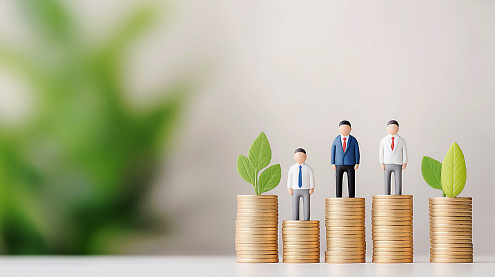 JPG 전신 편집이미지 남자 잎 비즈니스 성인 세명 금융 미니어처 동전탑 성인남자만 편집실사 AI포토 AI콘텐츠 식물 사람 경제 쌓기 모형 동전 CG 남자만 성인만 파일형식