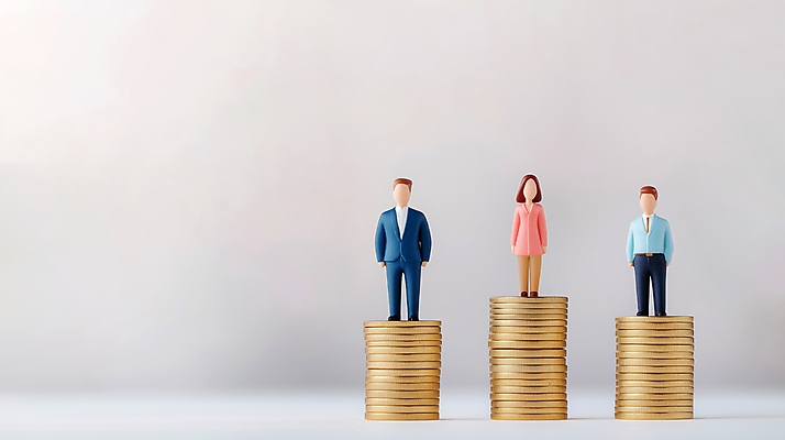 JPG 전신 편집이미지 여자 남자 비즈니스 성인 세명 금융 미니어처 동전탑 성인만 편집실사 AI포토 AI콘텐츠 사람 경제 쌓기 모형 동전 CG 파일형식