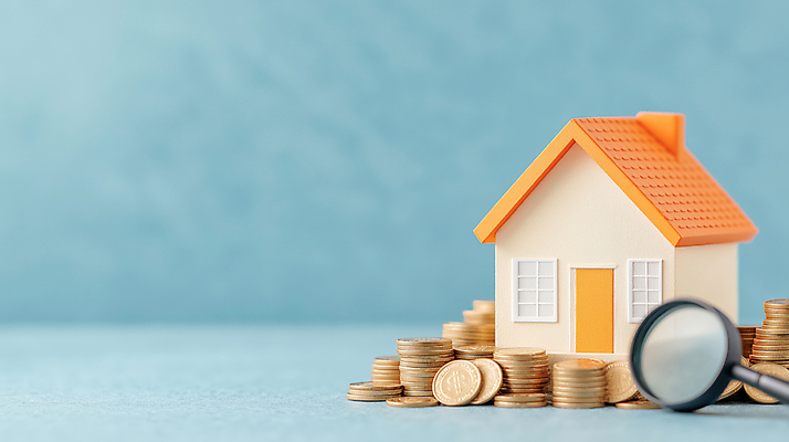 JPG 편집이미지 비즈니스 돋보기 부동산 주택 사람없음 금융 미니어처 동전탑 편집실사 AI포토 AI콘텐츠 건물 경제 쌓기 모형 동전 재산 CG 파일형식