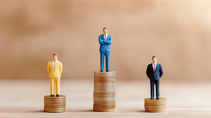 JPG 전신 편집이미지 남자 비즈니스 성인 세명 금융 갈색 팔짱 미니어처 뒷짐 동전탑 성인남자만 편집실사 AI포토 AI콘텐츠 컬러 모션 사람 경제 쌓기 모형 동전 CG 남자만 성인만 파일형식