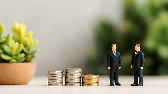 JPG 전신 편집이미지 남자 화분 비즈니스 성인 두명 금융 미니어처 동전탑 성인남자만 편집실사 AI포토 AI콘텐츠 사람 경제 쌓기 모형 동전 CG 남자만 성인만 파일형식