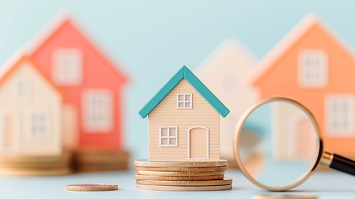 JPG 편집이미지 비즈니스 돋보기 부동산 주택 사람없음 금융 미니어처 동전탑 편집실사 AI포토 AI콘텐츠 건물 경제 쌓기 모형 동전 재산 CG 파일형식