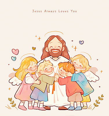 전신 PSD 여자 남자 행복 기독교 어린이 잎 일러스트 포옹 소녀 소년 여러명 성인 하트 예수 천사날개 국내일러스트 천사링 모양 식물 감정 종교 다수 날개 안기 천사 사람 신_종교 파일형식