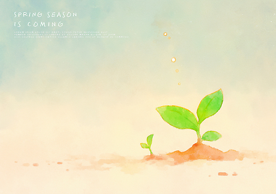 PSD 일러스트 자연 사람없음 초록색 새싹 봄풍경 봄 감성 국내일러스트 식물 계절 컬러 컨셉 풍경 생태계 파일형식