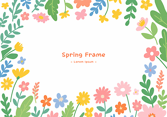 PSD 잎 꽃백그라운드 일러스트 봄꽃 사람없음 꽃프레임 카피스페이스 봄배경 국내일러스트 식물 꽃 백그라운드 프레임 봄 공백 파일형식