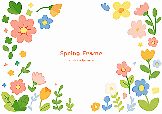 PSD 잎 꽃백그라운드 일러스트 봄꽃 사람없음 꽃프레임 카피스페이스 봄배경 국내일러스트 식물 꽃 백그라운드 프레임 봄 공백 파일형식