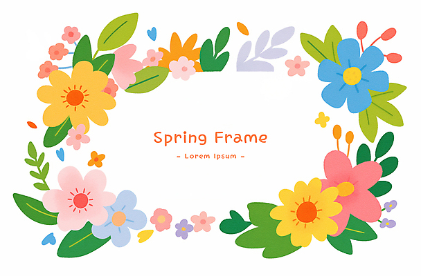 PSD 잎 꽃백그라운드 일러스트 봄꽃 사람없음 꽃프레임 카피스페이스 봄배경 국내일러스트 식물 꽃 백그라운드 프레임 봄 공백 파일형식