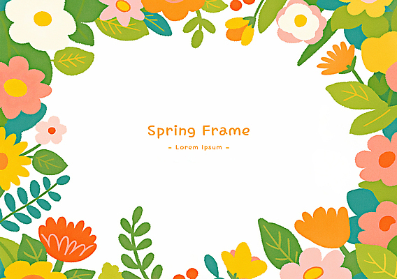 PSD 잎 꽃백그라운드 일러스트 봄꽃 사람없음 꽃프레임 카피스페이스 봄배경 국내일러스트 식물 꽃 백그라운드 프레임 봄 공백 파일형식