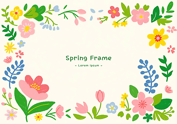 PSD 잎 꽃백그라운드 일러스트 봄꽃 사람없음 꽃프레임 카피스페이스 봄배경 국내일러스트 식물 꽃 백그라운드 프레임 봄 공백 파일형식