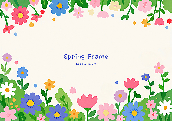 PSD 잎 꽃백그라운드 일러스트 봄꽃 사람없음 꽃프레임 카피스페이스 봄배경 국내일러스트 식물 꽃 백그라운드 프레임 봄 공백 파일형식