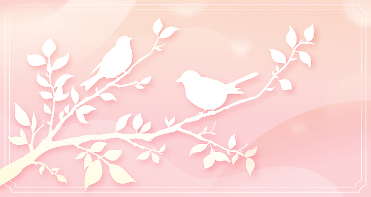 분홍색 일러스트 조류 나뭇잎 그림자 사람없음 흐름 나뭇가지 감성 그라데이션 국내일러스트 AI파일 나무 동물 컬러 컨셉 잎 파일형식 벡터