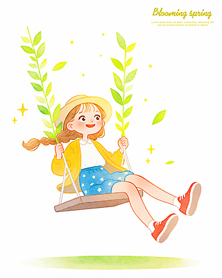 전신 PSD 모자 여자 어린이 일러스트 나뭇잎 한명 웃음 앉기 소녀 봄 잡기 즐거움 그네타기 소녀한명만 국내일러스트 1 잡화 계절 감정 잎 모션 놀이 표정 사람 그네 여자한명만 소녀만 파일형식