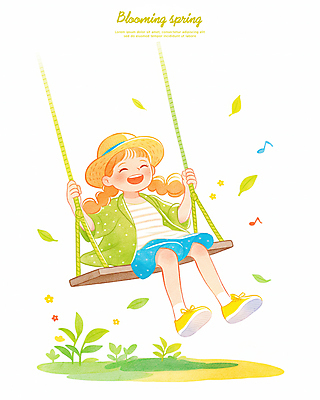 전신 PSD 모자 여자 어린이 음표 일러스트 나뭇잎 한명 웃음 앉기 소녀 봄 잡기 즐거움 밀짚모자 그네타기 소녀한명만 국내일러스트 모자_잡화 1 기호 잡화 계절 감정 음악 잎 모션 놀이 표정 사람 그네 여자한명만 소녀만 파일형식