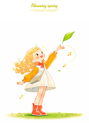 전신 PSD 여자 어린이 가방 음표 일러스트 나뭇잎 한명 웃음 소녀 스카프 봄 즐거움 손뻗기 소녀한명만 국내일러스트 1 기호 잡화 계절 감정 음악 잎 모션 표정 사람 목도리 여자한명만 소녀만 파일형식