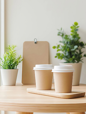 JPG 식물 편집이미지 화분 액자 탁자 휴식 실내 따뜻함 그림자 사람없음 인테리어 디지털합성 모던 감성 베이지색 테이크아웃컵 편집실사 AI포토 AI콘텐츠 디자인 컬러 가구 컨셉 내부 컵 CG 파일형식