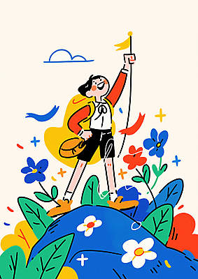 JPG 전신 구름 남자 꽃 행복 어린이 허리손 가방 일러스트 성공 산 한명 들기 소년 컬러풀 기쁨 도전 깃발 용기 정상 소년한명만 국내일러스트 AI일러스트 AI콘텐츠 자연요소 식물 1 그릇 잡화 감정 컬러 포즈 컨셉 모션 사람 남자한명만 소년만 파일형식