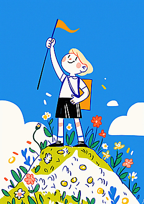 JPG 전신 구름 남자 꽃 행복 어린이 허리손 가방 일러스트 하늘 성공 산 한명 들기 소년 컬러풀 기쁨 도전 깃발 용기 정상 소년한명만 국내일러스트 AI일러스트 AI콘텐츠 자연요소 식물 1 그릇 잡화 감정 컬러 포즈 컨셉 모션 사람 남자한명만 소년만 파일형식