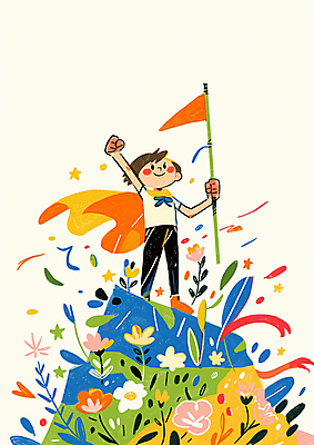 JPG 전신 여자 꽃 행복 어린이 일러스트 성공 산 한명 들기 소녀 컬러풀 손들기 기쁨 도전 깃발 용기 정상 망토 소녀한명만 국내일러스트 AI일러스트 AI콘텐츠 식물 1 그릇 감정 컬러 컨셉 모션 사람 여자한명만 소녀만 파일형식