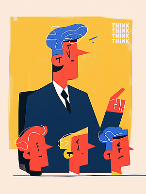 JPG 남자 얼굴 생각 일러스트 여러명 상반신 성인 가리킴 강의 성인남자만 브레인스토밍 국내일러스트 AI일러스트 AI콘텐츠 다수 사람 손짓 신체부위 남자만 성인만 파일형식