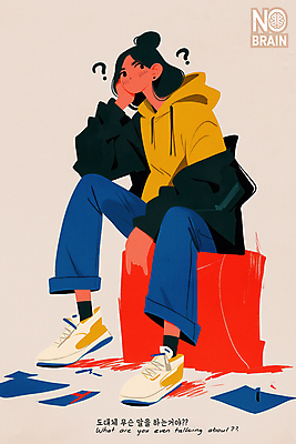 전신 PSD 여자 종이 생각 일러스트 청소년 한명 앉기 컬러풀 턱괴기 물음표 고민 의문 십대여자한명만 국내일러스트 1 기호 감정 컬러 컨셉 모션 사람 여자한명만 십대여자만 파일형식