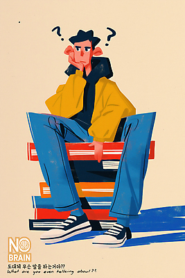 전신 PSD 남자 생각 일러스트 청소년 한명 앉기 책 컬러풀 턱괴기 물음표 고민 의문 십대남자한명만 국내일러스트 1 기호 감정 컬러 컨셉 모션 사람 남자한명만 십대남자만 파일형식