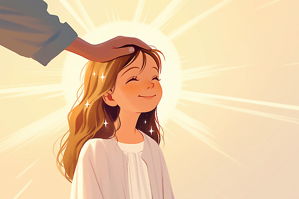 JPG 손 여자 행복 기독교 어린이 일러스트 한명 미소 소녀 상반신 신체부위 빛 반짝임 평화 축복 후광 세례 소녀한명만 국내일러스트 AI일러스트 AI콘텐츠 1 감정 종교 컨셉 모션 표정 사람 여자한명만 소녀만 파일형식