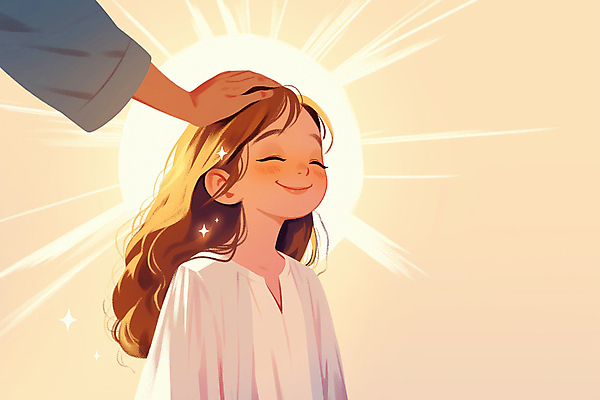 JPG 손 여자 행복 기독교 어린이 일러스트 한명 미소 소녀 상반신 신체부위 빛 반짝임 평화 축복 후광 세례 소녀한명만 국내일러스트 AI일러스트 AI콘텐츠 1 감정 종교 컨셉 모션 표정 사람 여자한명만 소녀만 파일형식