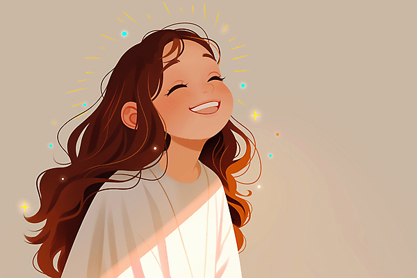 JPG 여자 행복 기독교 어린이 일러스트 그림자 한명 미소 소녀 상반신 빛 평화 소녀한명만 국내일러스트 AI일러스트 AI콘텐츠 1 감정 종교 컨셉 표정 사람 여자한명만 소녀만 파일형식