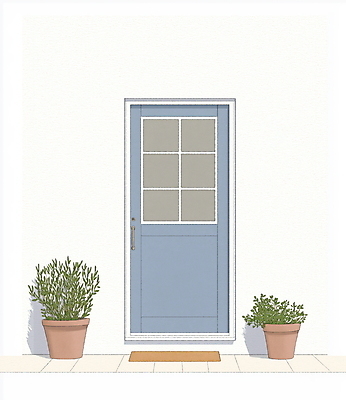 JPG 식물 화분 하늘색 일러스트 그림자 사람없음 문 미니멀 국내일러스트 AI일러스트 AI콘텐츠 파란색 파일형식