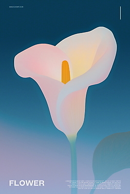 PSD 꽃 포스터 곡선 일러스트 사람없음 심플 감성 국내일러스트 식물 선 컨셉 파일형식