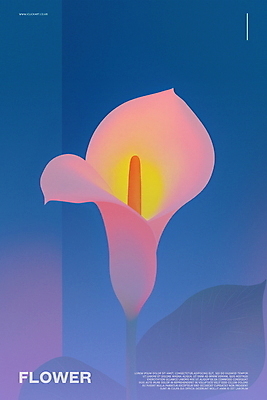 PSD 꽃 포스터 곡선 일러스트 사람없음 심플 감성 국내일러스트 식물 선 컨셉 파일형식