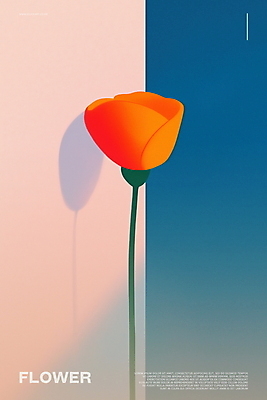 PSD 꽃 포스터 곡선 일러스트 그림자 사람없음 심플 감성 국내일러스트 식물 선 컨셉 파일형식